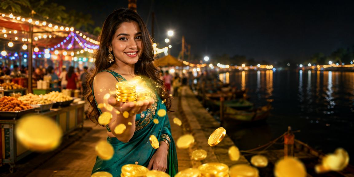A user placing bets with ace77 bonuses at a Rangpur night market